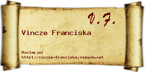 Vincze Franciska névjegykártya